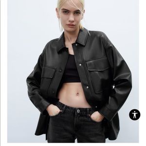 ZARA Faux Leather Overshirt